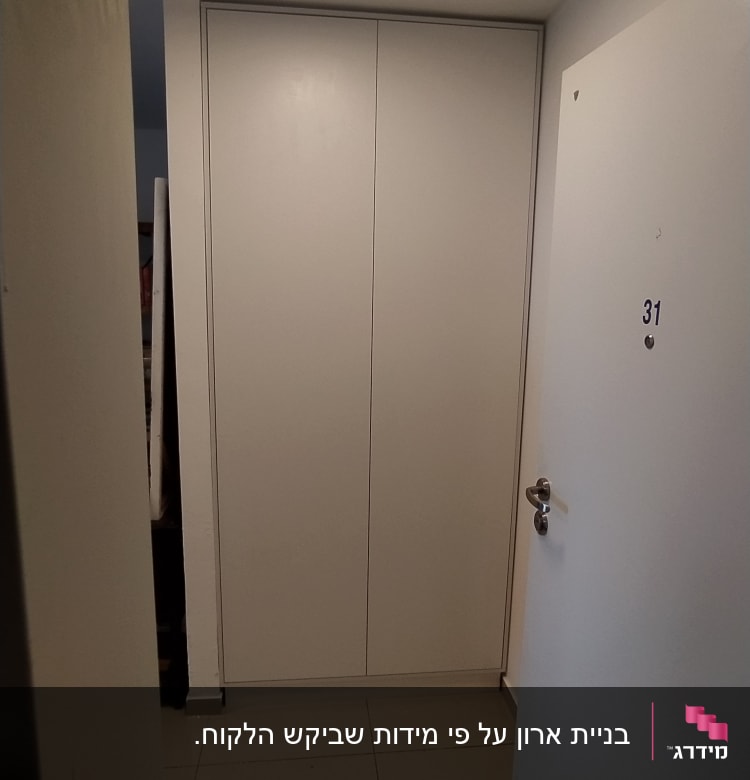 דלת לבנה עם מספר 31 במסדרון מואר